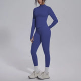 Women's Seamless Yoga Sets Sports Fitness Zipper Long-Sleeve Jacket Slim-fit Hip Lift Pants Suits Workout Training Gym Sets