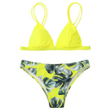 Leaves Print Bikinis Set For Women Swimwear 2024 Padded Push-Up Beachwear Bather Bathing Set Beachwear Summer Bikini Set Femme
