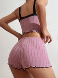Summer Sling Pajamas Set for Women Sleepwear Homewear Female Sense Lace Crop Tops and Shorts Pijamas Loungewear