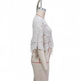 Half Sleeve Hollow Out Solid Crochet Knitted Tunic Beach Cover Up Cover-ups Beach Dress Beach Wear Beachwear Female Women V8401
