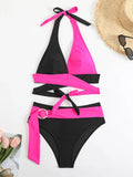 Sexy Halter Bikini 2026 Criss Cross Solid Swimsuit High Waist Swimwear Female Bathers Bathing Swimming Suit Padded Beachwear