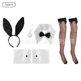 Easter Bunny Girl Cosplay 3-Piece Prop Set - Satin Headband Fluffy Rabbit Tail for Halloween Christmas
