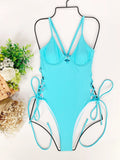 DEKA Underwire Swimwear Women Lace Up One Piece Swimsuit Bandage Female Backless Monokini Bather Bathing Suit Swim Lady