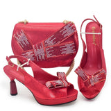 Beautiful Italian Shoes And Bag Sets For Evening Party With Stones Italian Leather Handbags Match Bags! 1-1