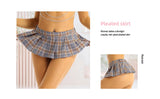 Sexy Plaid Pleated Mini Skirt Cosplay Outfit for Women Bodycon Clubwear Japanese Style Cute Ultra Short Lingerie Costume