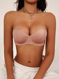Women's Strapless solid Color underwear With anti Slip Invisible Strap Beautiful Back Bra Sexy Pull up Brassiere 6834