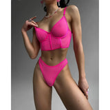 Toucheart 2 Piece Set Sexy Lingerie Set For Women Mesh Micro Perspective Beach Swimsuit Briefs Contrast Color Sexy Lingerie Set