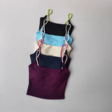 Women's Sexy Backless Yoga Sports Vest Fixed One-Piece Cup Contrast Suspender Beautiful Back Fitness Bra for Active Wear