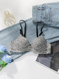 Women's Sexy One-piece Bra With Small Floral Patterns Without Steel Rings Gathered Push Ups Daily Comfortable Underwear A5033