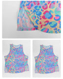 Sports Training Fitness Set Women Summer Ice Tie Dye Gradient Floral T Shirts High Elasticity Hip Lifting Shorts Yoga Sets