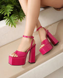 NASBAVI Square Toe Women Patent Thick Platform Sandals High Chunky Heels Ankle Straps Summer Leopard Shoes Custom Colors