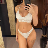 S - XL 9 Colors Crochet Knitted Bikini Top Female Swimsuit Women Swimwear Bather Bathing Suit Swim Hollow Out Beach Top V4194