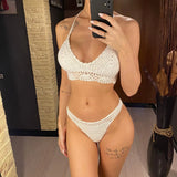 S - XL 9 Colors Crochet Knitted Bikini Bottom Swim Brief Women Swimwear Female Bather Brazilian Tanga Panties Underwear V4195