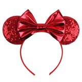 Disney Mickey Mouse Ears Leopard Print Headbands for Girls Baby Women Sequins 5"Bows Hair Accessories Adults Hairbands Kids Gift