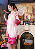 New Chinese style pajamas with breast pads, simulated silk, ice silk home wear, satin jacquard pajamas set