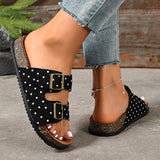 Vinatge Polka-Dot Birken Slippers Women 2026 Fashion Double Buckle Thick Sole Clogs Sandals Woman Plus Size 43 Summer Sandles