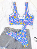 Bikini 2026 Sexy Swimwear Swimsuit Women Push Up Small Floral Blue Bikinis Set Bathing Suit Beach Bikini Female Banadores Mujer