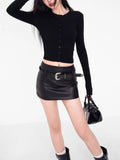 American A-line Half Length Skirt Spring/summer Small Spicy Girl High Waist Slim Fit Tight Sexy Shining Leather Short Skirt 3XQZ