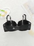Women's oversized underwear with half cup gathered anti sagging front buckle lace design suitable for plump women 90D-110D B2483