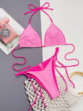Zebra Print Halter micro Bikini 2025 women Bandeau String Swimsuit Female swimwear Neon Shiny bikini set Leopard Bathing Suit