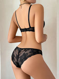 Lace Transparent Floral Two Pieces Bras Panties Set Clothing Sexy Underwire Push Up Lingeries Women Solid New Brassiere A2123