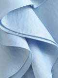 Foridol Ruffles Folds Light Blue Office Lady Satin Shirt Blouse Long Sleeve Spring Fashion Solid Button Up Blusa Autumn 2025