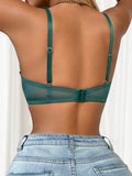 New Women's Green Lace Bra with Crisscross Straps  Metal Rings Bralette Sexy Lingerie for Women MR3613