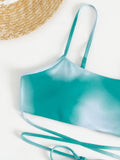 3 Pieces Ombre Lace Up Bikini Swimsuit & Beach Skirt Sexy Swimwear Women 2026 Bathing Swimming Swim Suit Female Summer Beachwear