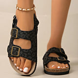 Fashion Bukcle Leopard Print Sandals Women 2025 Summer Back Strap Platform Sandles Woman Comfortable Plus Size Beach Sandalias