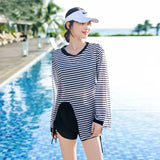 Swimsuit Plus Size Girl Conservative Split Fashion Sports Sunscreen Long Sleeved Slimming Hot Spring Three Piece Set