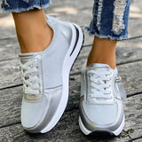 Casual Lace-Up Platform Sneakers for Women Autumn 2025 Solid Plus Size Shoes Woman Non-Slip Zip Female Sports Shoes