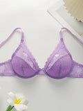 Beautiful fashionable colored strip steel support underwear thin lace semi transparent women's underwear sexy Lingerie HR2635