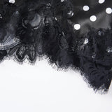 Summer Women's Dots Print Satin Shorts Elastic Waist Loose Lace Trim Hem Short Pants for Daily Casual Lounge Wear