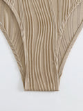 Sexy Halter V Neck Wrinkled Female Swimwear One Piece Swimsuit Women Backless Monokini High Leg Cut Bathing Suit Swim Beach Wear