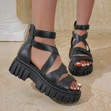 Rome Style Cross Strap Platform Sandals Women Plus Size 43 Thick Bottom Gladiator Sandals Woman Open Toe Back Zip Summer Sandles