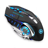 Rechargeable Wireless Mouse with 2.4GHz USB & Bluetooth, RGB Backlit Ergonomic Silent Optical Mouse for Laptop PC Macbook Tablet