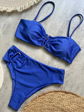 Shiny Sparkling U Shaped Female Swimsuit High Waist Bikini Women Swimwear Two-pieces Bikini Set Pool Bathing Suit Swim Beachwear