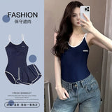 New year's one-piece swimsuit for women, conservative and slimming, gathering girls, Instagram style hot spring swimsuit
