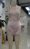 Sexy Halter Neck Fringe Mini Dress Women Open Back Sleeveless Tassel Flapper Dress For Nightclub Party