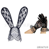 Easter Bunny Girl Cosplay 3-Piece Prop Set - Satin Headband Fluffy Rabbit Tail for Halloween Christmas