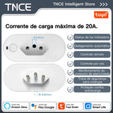 TNCE Tuya Brazil Plug WIFI or zigbee 16/20A socket with Power Monitor, Smart outlet remote control, Voice with Google Home Alexa