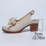 Summer Flower Decor Thick Heeled Sandals Women Plus Size 43 Lightweight High Heel Sandals Woman Back Strap Peep Toe Sandles 2026