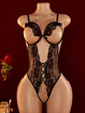 Adult Women's Sexy Underwear Semi-Coverage Bra With Steel Bra Push-Up Red Erotic Bodysuit Hot Crotchless Porn Lingerie Body Set