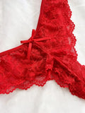 2026 New Red Sexy Lingerie Set Women Deep V Slip Dress Thong Erotic Bra Panty Sets Lace Nightdress Soft Nightgown wedding Pijama