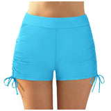 Beach Bathing Suit Women High Waist Bikini Bottoms Swim Briefs Drawstring Beach Shorts Solid Leopard Bikini Ruched Swim Bottoms