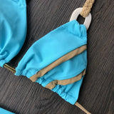 Splicing Halter Knitted Bikini Women Swimwear Female Swimsuit Two-pieces Bikini Set Brazilian Bather Bathing Suit Swim Beachwear