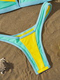 Splicing V Shaped Micro Thong Bikini Women Swimsuit Female Swimwear Two Pieces Bikini Set Push Up Bathing Suit Swim Beachwear