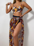 3 Pieces Strappy Bikini 2026 Women Push Up Swimsuit Sexy Swimwear Female With Beach Dress Bathers Bathing Swimming Swim Suit