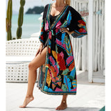 13 Colors Printed With Belt Crochet Knitted Tunic Beach Cover Up Cover-ups Beach Dress Beach Wear Beachwear Female Women K7201