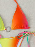 Halter Triangle String Bikinis 2026 Women Sexy Ring Linked Swimsuit Printed Swimwear Female Bathers Bathing Swimming Swim Suit